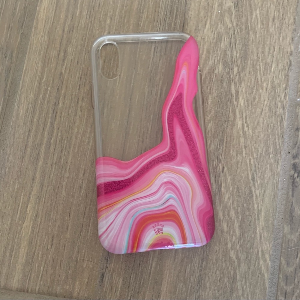 VC Pink Geode Glitter Clear iPhone XR Case